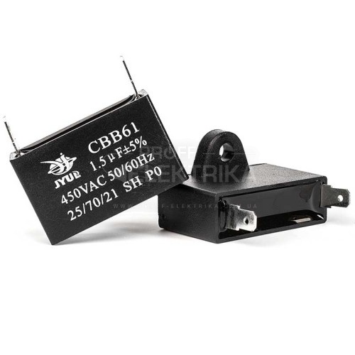 Фото Конденсатор CBB-61 клеммы 1,5 mkf 450 VAC (±5%) 37x14x24 JYUL