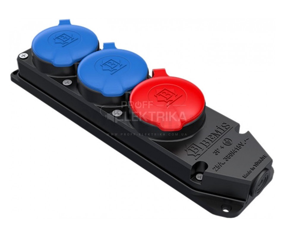 Фото Розетка стационарная каучук Bemis тройная