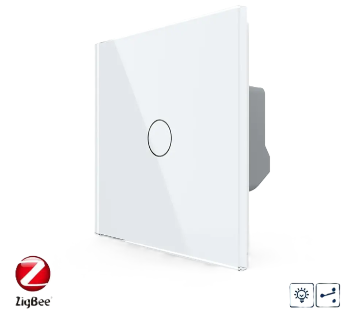 Фото Умный сенсорный проходной димер белое стекло Livolo