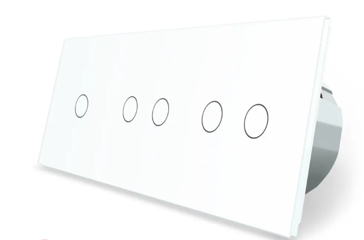 Фото Розумний сенсорний ZigBee вимикач 5 сенсорів 1-2-2 біле скло Livolo