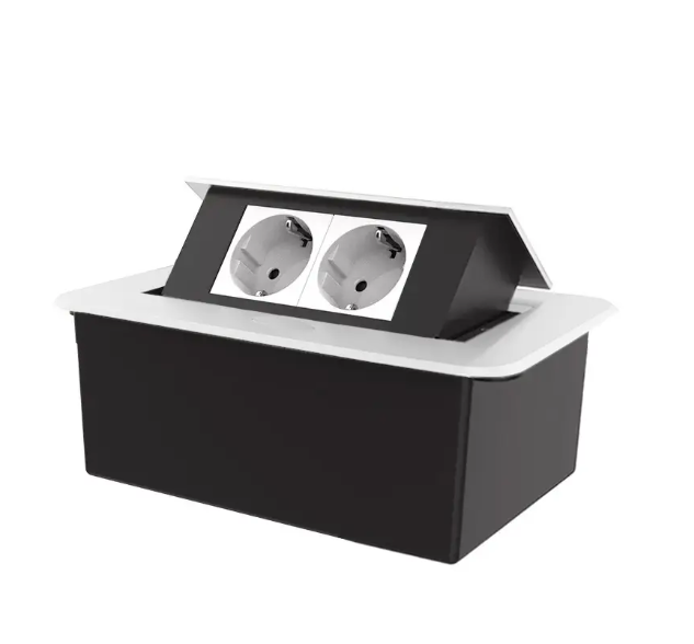 Фото Мебельная розетка двойная с плавным открытием белый Livolo