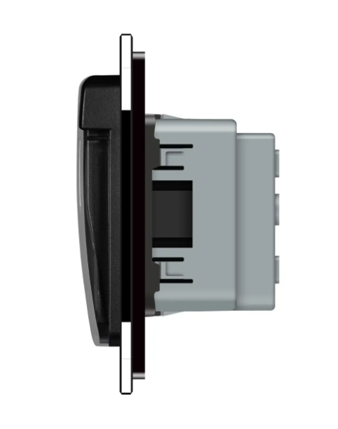 Фото 3 Розетка влагозащитная с крышкой черное стекло Livolo