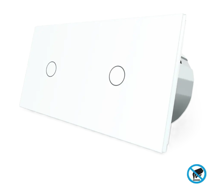 Фото Бесконтактный выключатель 2 сенсора 1-1 белое стекло Livolo