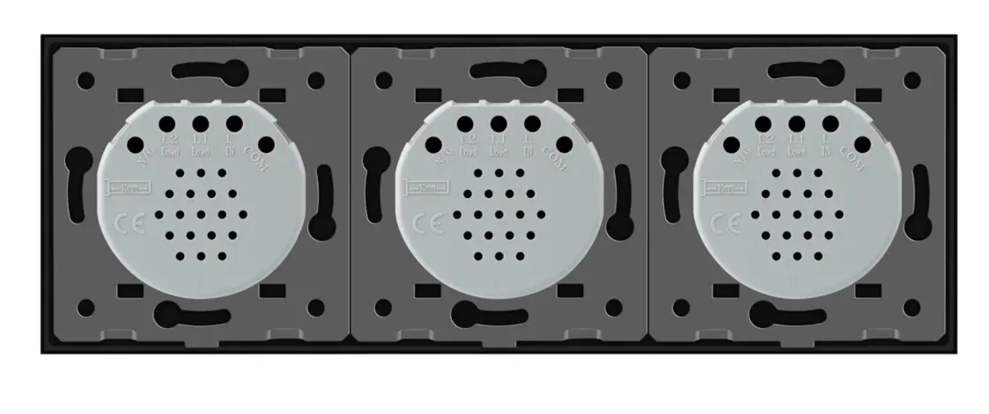 Фото 3 Умный сенсорный ZigBee выключатель 5 сенсоров 2-1-2 черное стекло Livolo