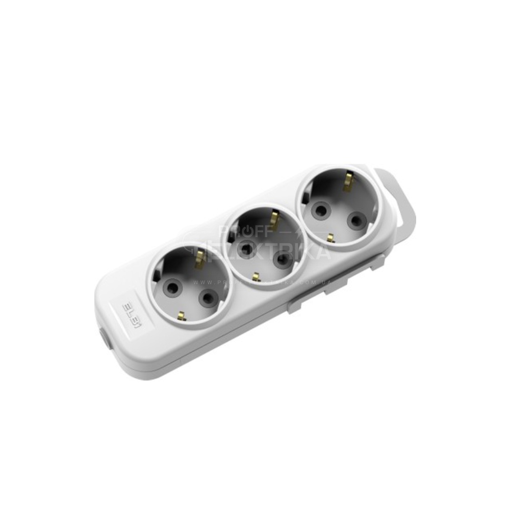 Фото Колодка EL-BI 3 гнезда с заземлением со шторками Myra 527-010200-301