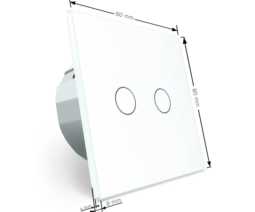 Фото 4 Сенсорная кнопка 2 сенсора Импульсный выключатель белое стекло Livolo