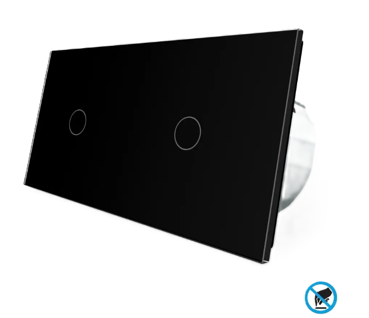 Фото Бесконтактный выключатель 2 сенсора 1-1 черное стекло Livolo