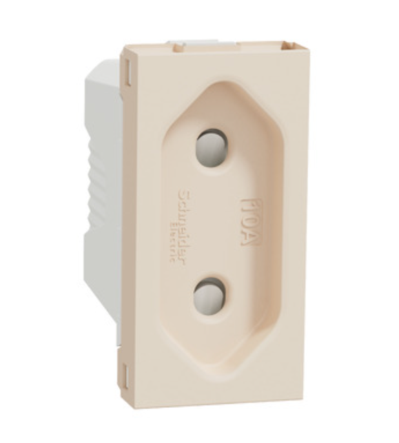 Фото Розетка без заземлення зі шторками гвинтові клеми 10 А 1 бежевий модуль UNICA NEW Schneider Electric