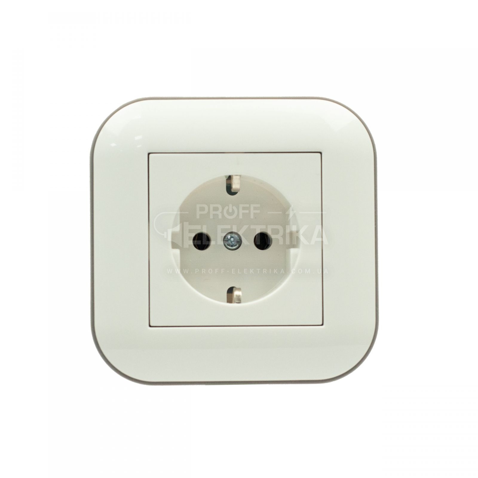 Фото Розетка с заземлением Белый серый LOFT