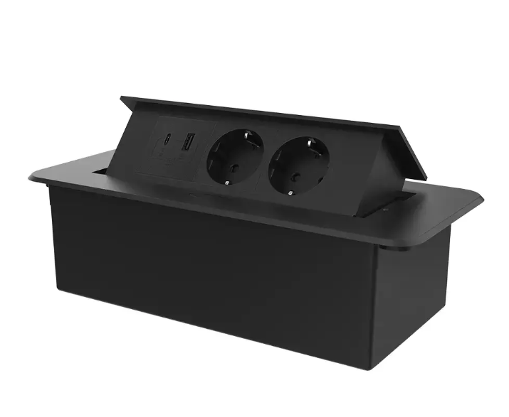 Фото Меблева розетка USB-A USB-С плавне відкриття Power Delivery 36W чорний Livolo