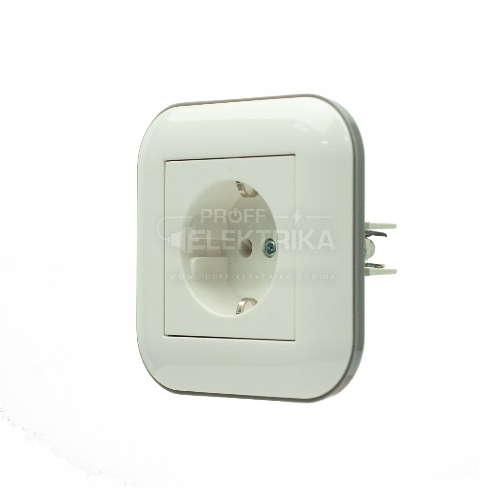 Фото 2 Розетка с заземлением Белый серый LOFT