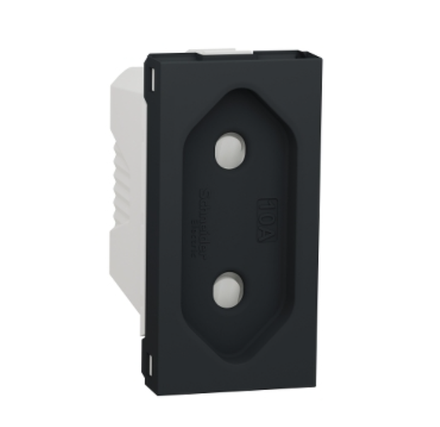 Фото Розетка без заземления со шторками антрацит винтовые клеммы 10 А 1 модуль UNICA NEW Schneider Electric