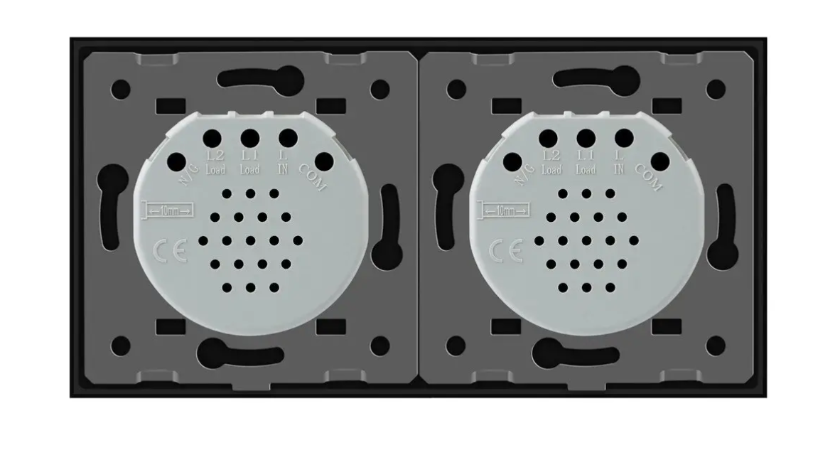 Фото 3 Сенсорний прохідний перехресний вимикач 2 сенсори чорне скло 1-1 Livolo