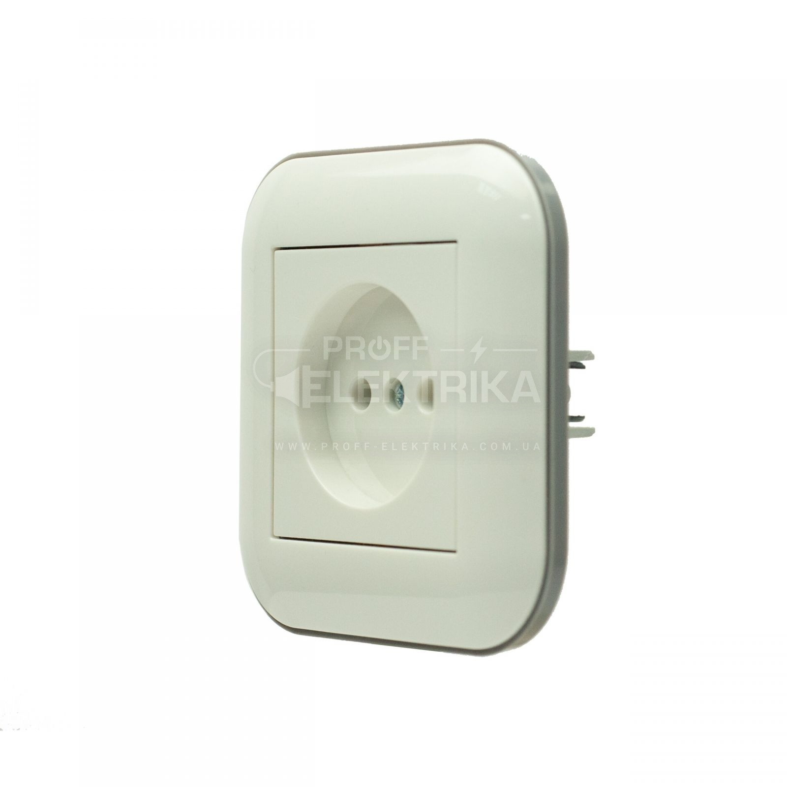 Фото 2 Розетка без заземлення Білий сірий LOFT