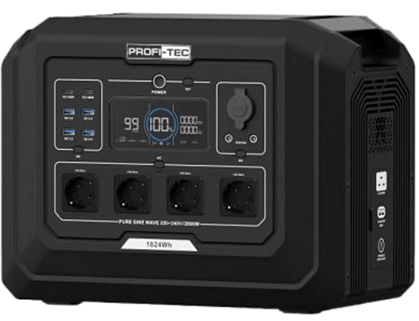 Фото Портативна зарядна станція PROFI-TEC PPS2000 LiFePO₄ 2000 Вт/макс. 4500 Вт батарея 1024 Вт·год