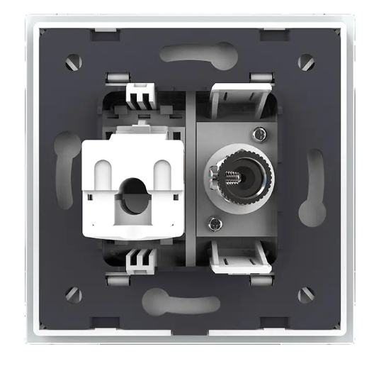 Фото 4 Розетка компьютерная RJ-45 и ТВ розетка белое стекло Livolo