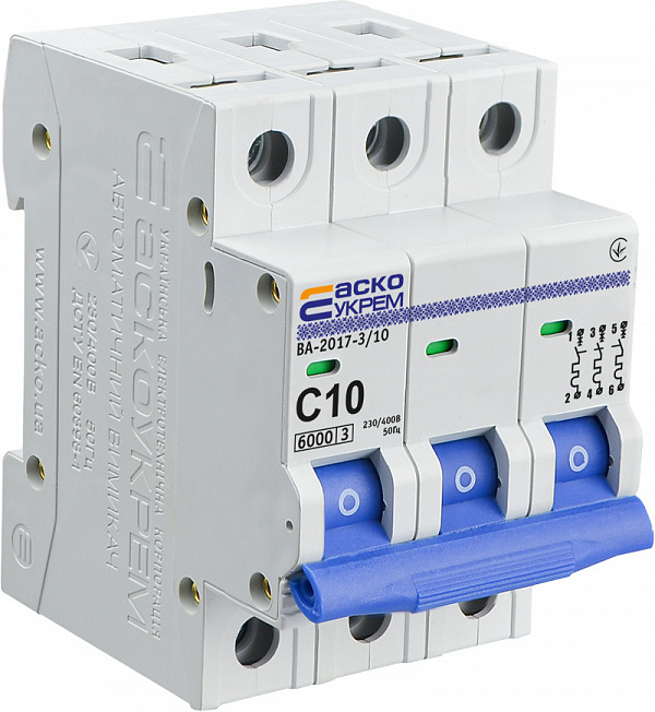 Фото 2 Автоматичний вимикач ВА-2017/С 3P 10A 6кА С Acko
