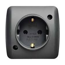 Фото Розетка із заземлення Чорна матова ALSU