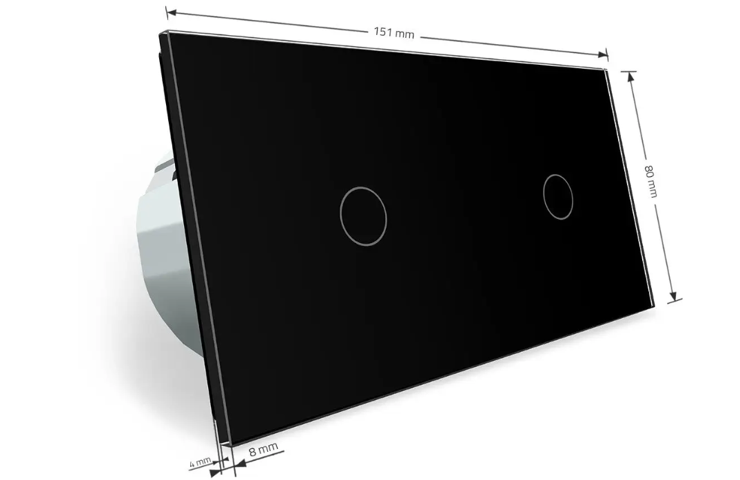Фото 4 Сенсорний вимикач 2 сенсори 1-1 чорне скло Livolo