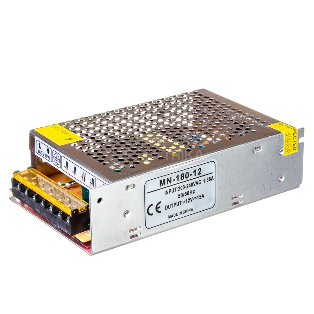 Фото Блок питания 12V 180W 15A металлический перфорированный