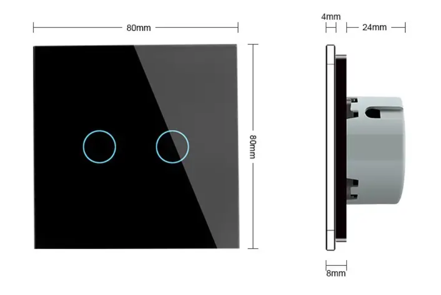 Фото 5 Бесшумный сенсорный проходной/перекрестный выключатель 2 сенсора черное стекло Livolo