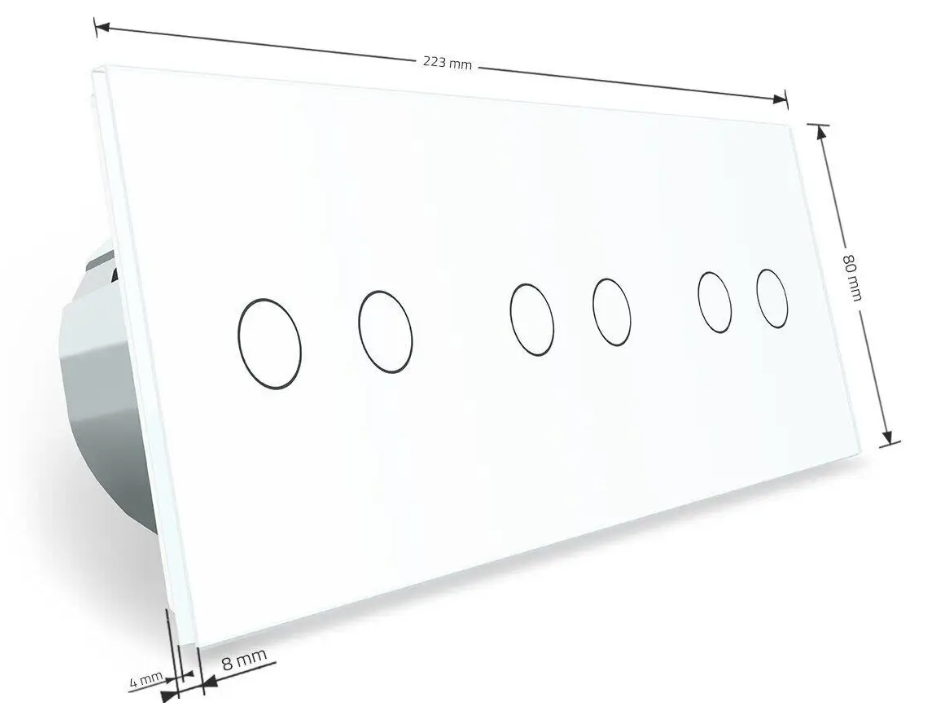 Фото 5 Сенсорный выключатель 6 сенсоров 2-2-2 белое стекло Livolo
