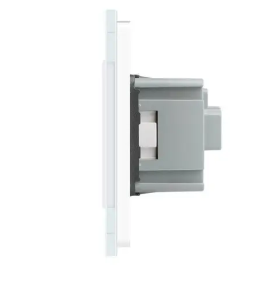 Фото 2 Розумний сенсорний ZigBee вимикач 1 сенсор 3 розетки біле скло Livolo