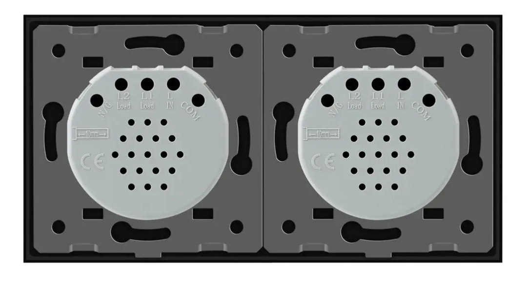 Фото 3 Сенсорный выключатель 4 сенсора 2-2 черное стекло Livolo