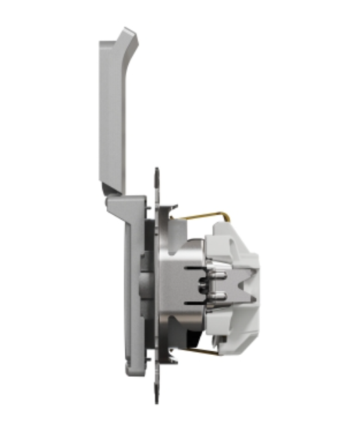 Фото 2 Розетка с заземлением с шторками и крышкой Алюминий Sedna Design Schneider Electric