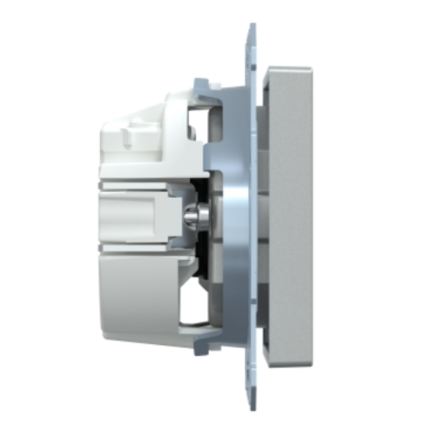 Фото 4 Механизм розетки System M с заземлением и защитными шторками алюминий MTN2300-0460