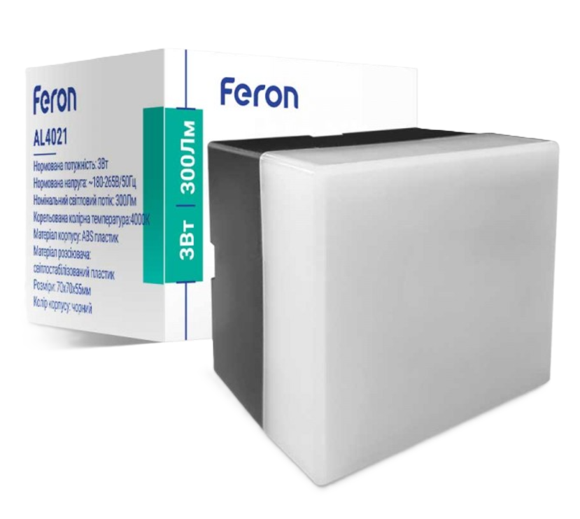 Фото 3 З'єднувач-квадрат 3W 4000K чорний для світильників 36W та 48W AL4021 FERON