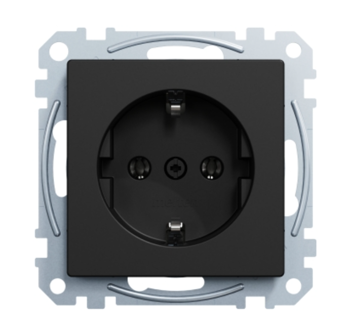 Фото Механізм розетки SCHUKO Merten System Ocean Plastic матовий чорний