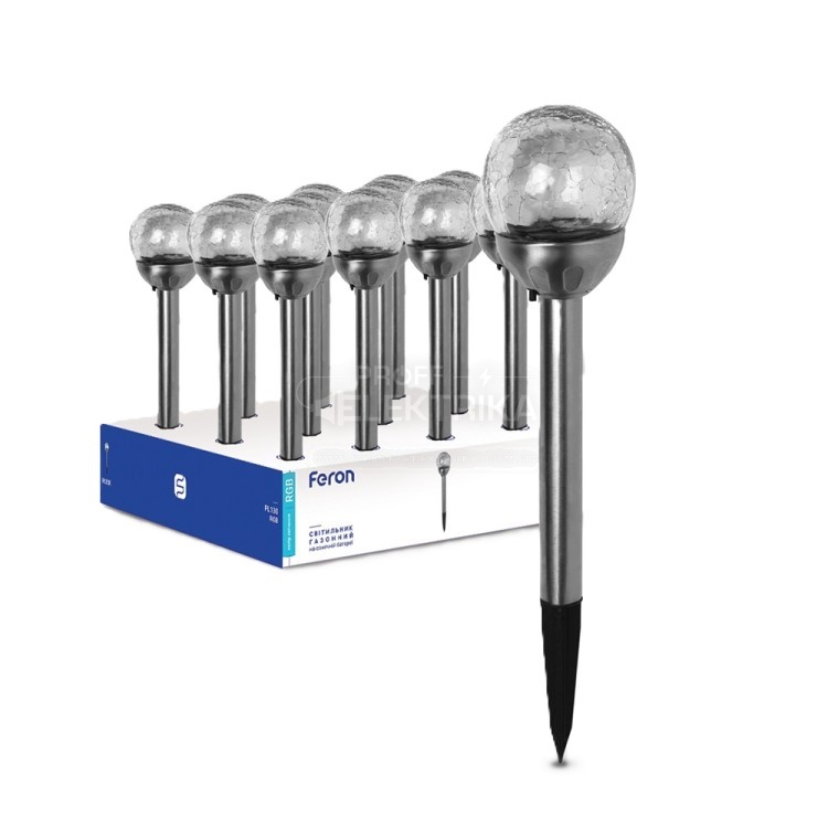 Фото Ґрунтовий світлодіодний світильник Feron PL130 RGB на сонячній батареї хром