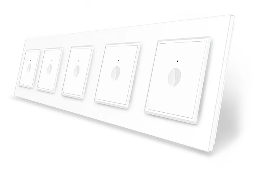 Фото Сенсорний вимикач Sense 5 сенсорів 1-1-1-1-1 біле скло Livolo