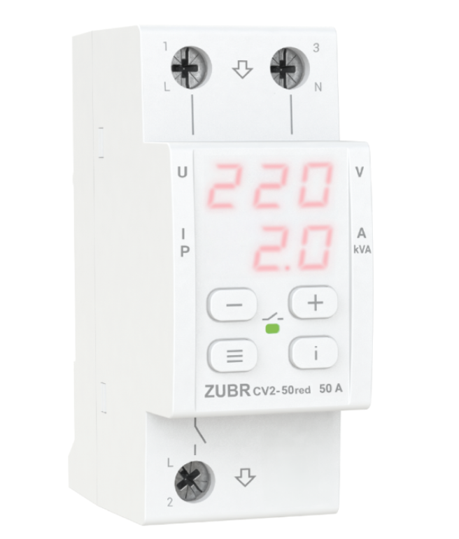 Фото Реле напруги із контролем струму ZUBR CV2 50 red