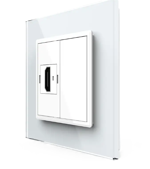 Фото Розетка HDMI белое стекло Livolo