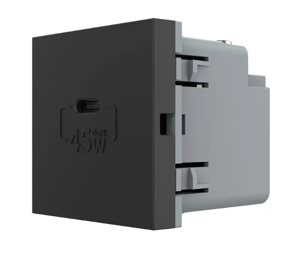 Фото Механізм розетка USB Type-C з Power Delivery 45W чорний Livolo