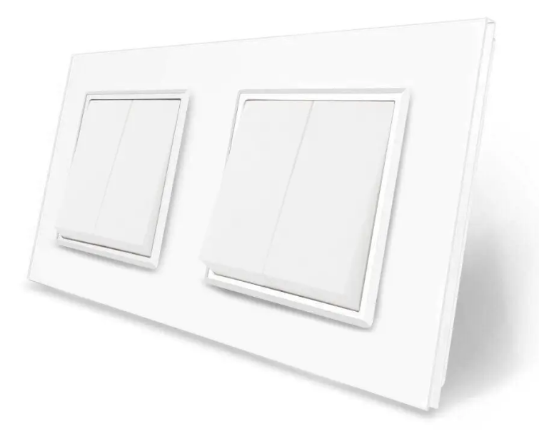 Фото Чотириклавішний вимикач 2-2 біле скло Livolo