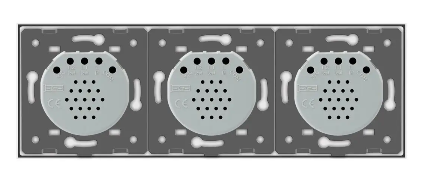 Фото 4 Сенсорный выключатель 5 сенсоров 1-2-2 белое стекло Livolo