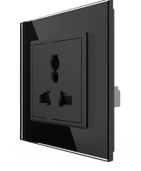 Фото Розетка универсальная 12 стандартов в 1 черное стекло Livolo