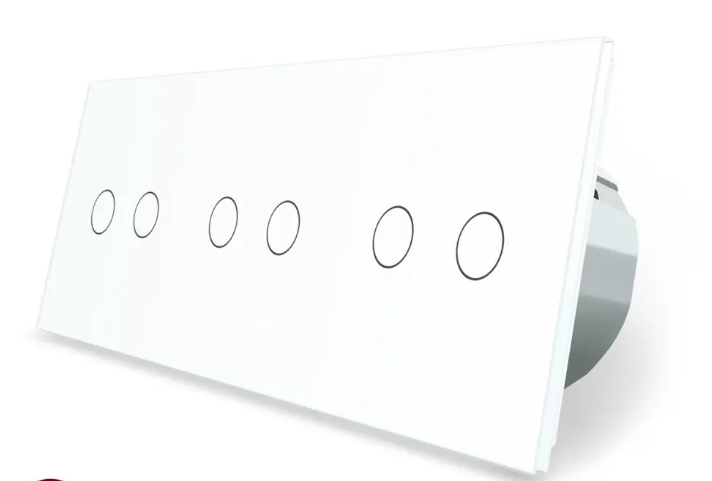 Фото Умный сенсорный ZigBee выключатель 6 сенсоров 2-2-2 белое стекло Livolo