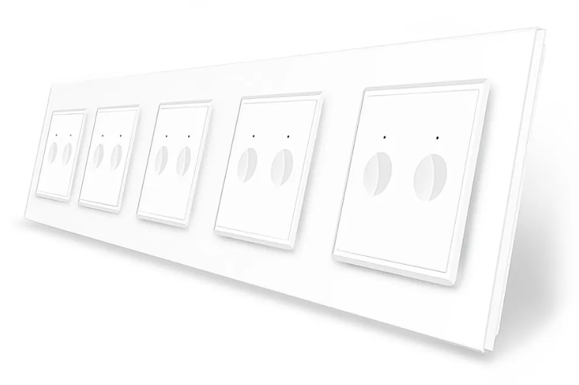Фото Сенсорний вимикач Sense 10 сенсорів 2-2-2-2-2 біле скло Livolo