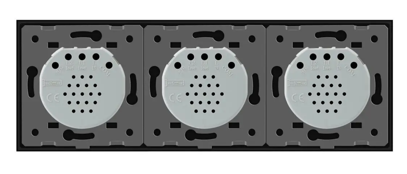 Фото 3 Сенсорный выключатель 5 сенсоров 2-1-2 черное стекло Livolo