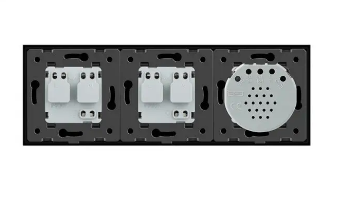 Фото 4 Сенсорний вимикач 1 сенсор 2 розетки чорне скло Livolo