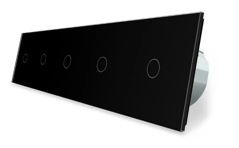 Фото Сенсорный выключатель 5 сенсоров 1-1-1-1-1 черное стекло Livolo