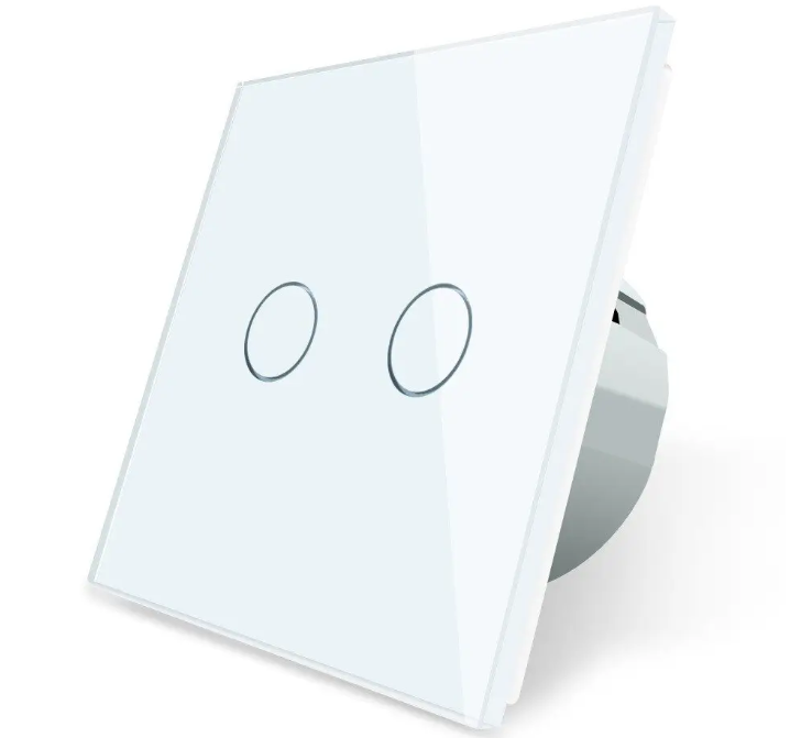 Фото 2 Сенсорний вимикач 2 сенсора 12/24В біле скло Livolo