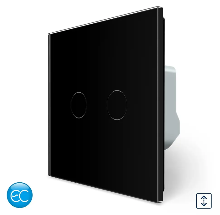 Фото Розумний сенсорний вимикач для ролетів чорне скло Livolo