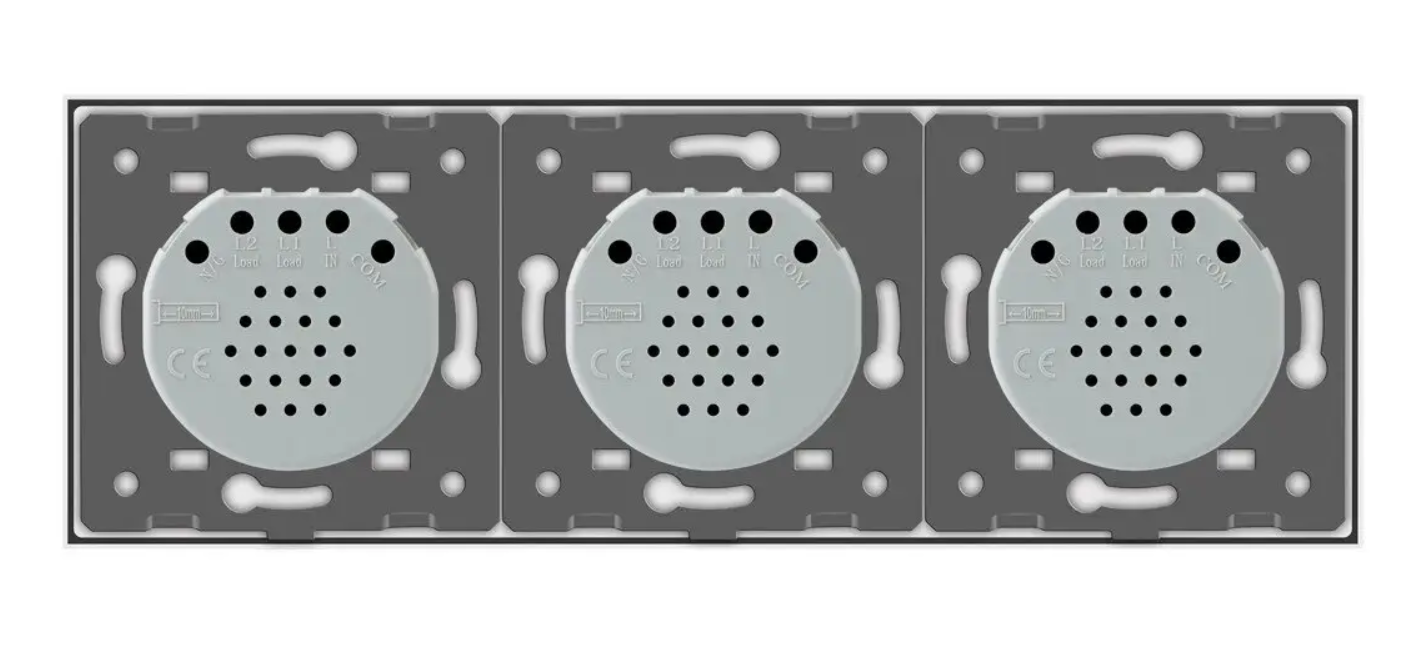 Фото 4 Сенсорний вимикач 4 сенсора 1-2-1 біле скло Livolo