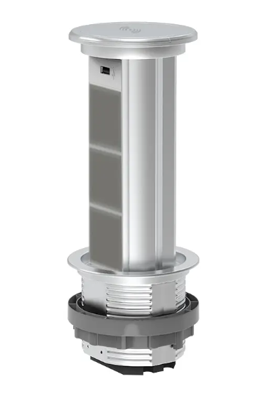 Фото Порожня потрійна висувна розетка з USB та бездротовою зарядкою сірий Livolo