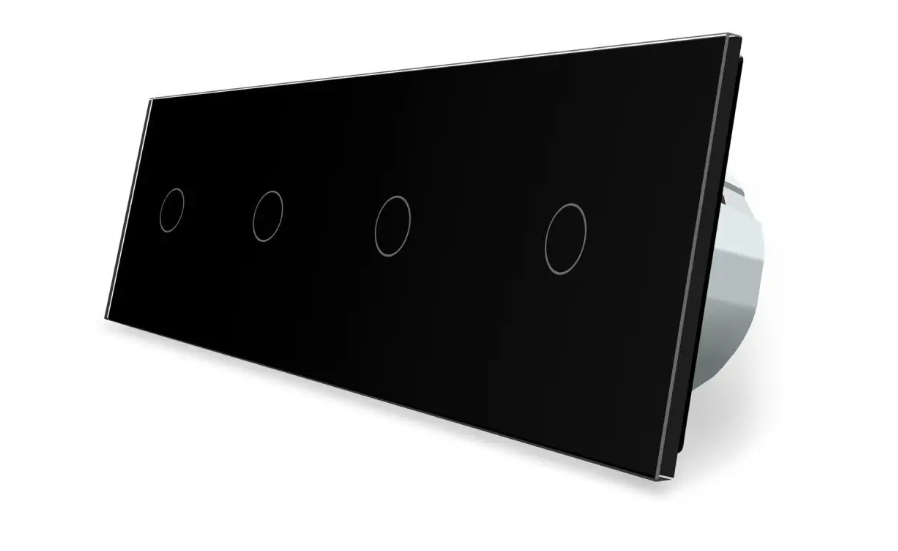 Фото Сенсорний вимикач 4 сенсора 1-1-1-1 чорне скло Livolo
